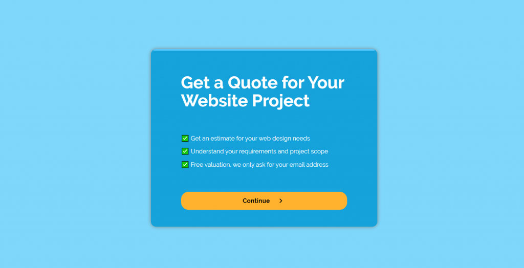 Web designer form to capture leads for design services
