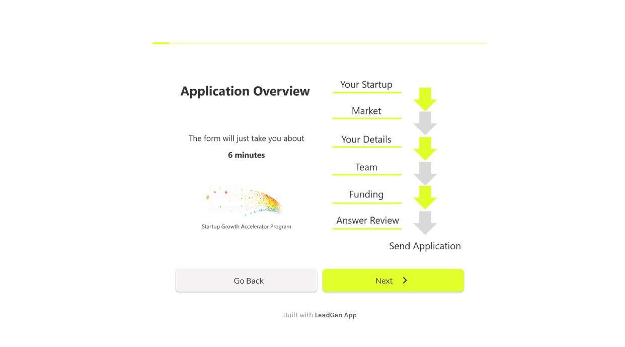Start screen in long forms