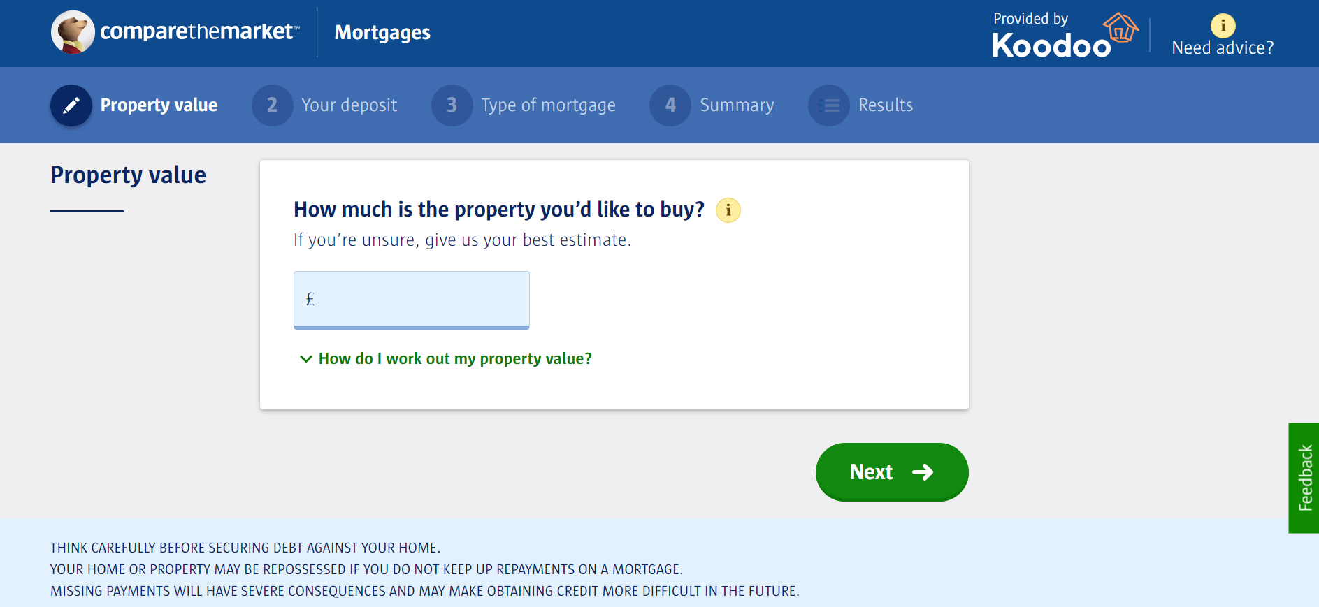 Comparethemarket landing page for mortgage offer Comparethemarket landing page for mortgage offer