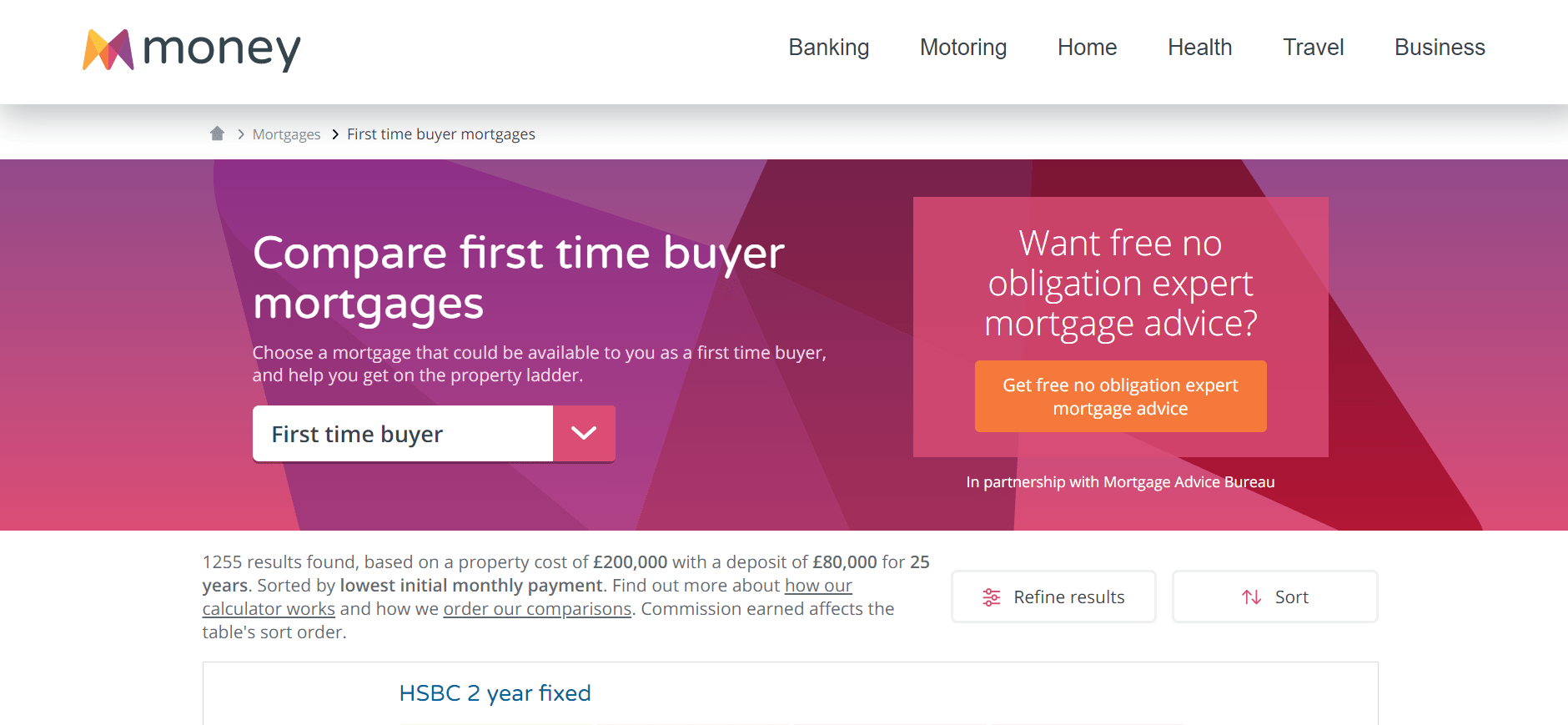 Money.co.uk landing page Money.co.uk landing page