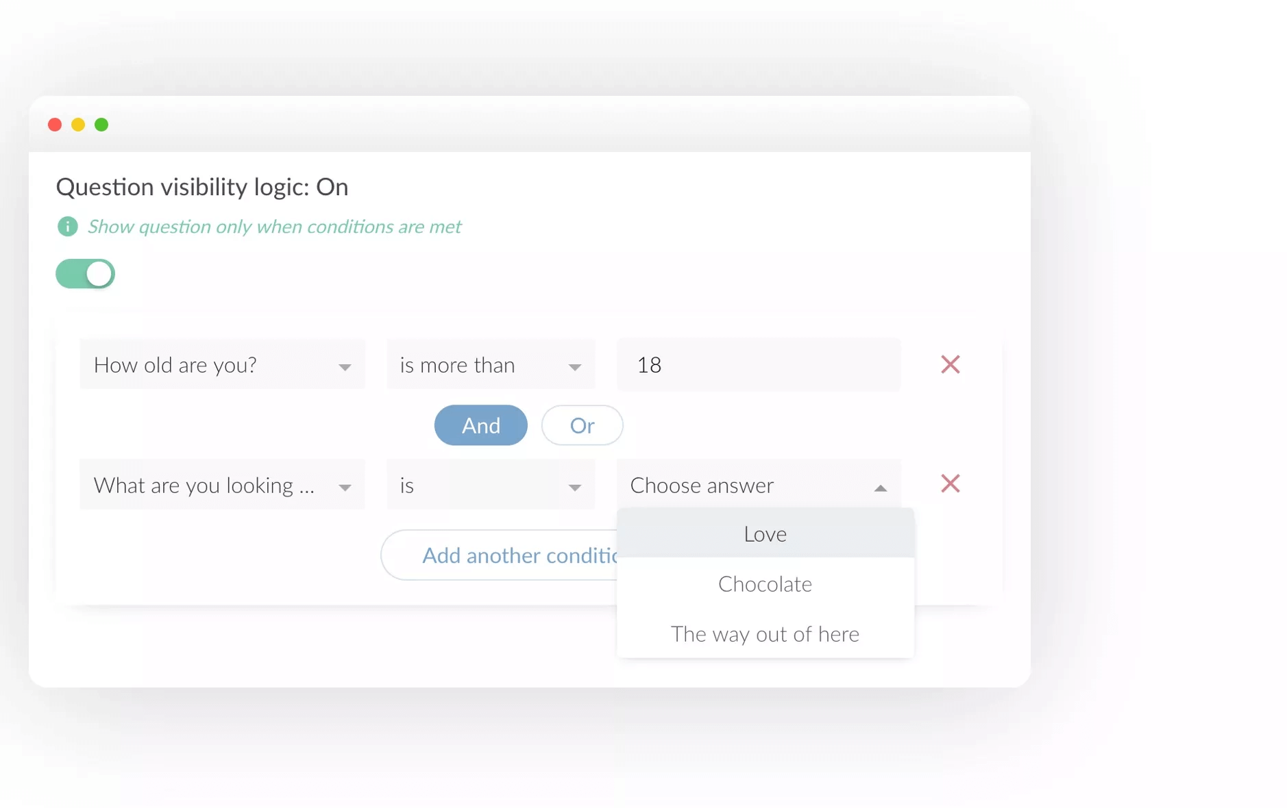 Paperform online form builder - Question logic settings