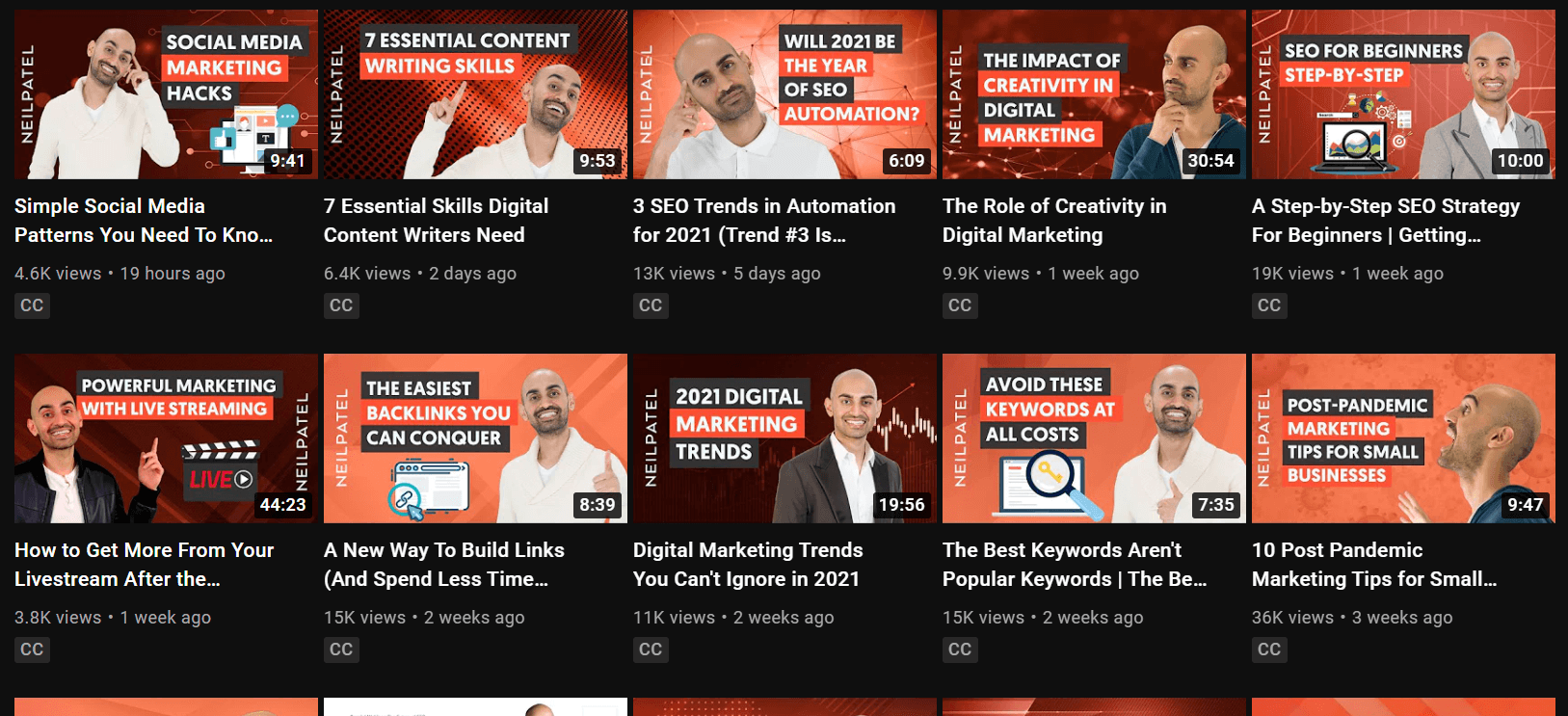 neil patel youtube