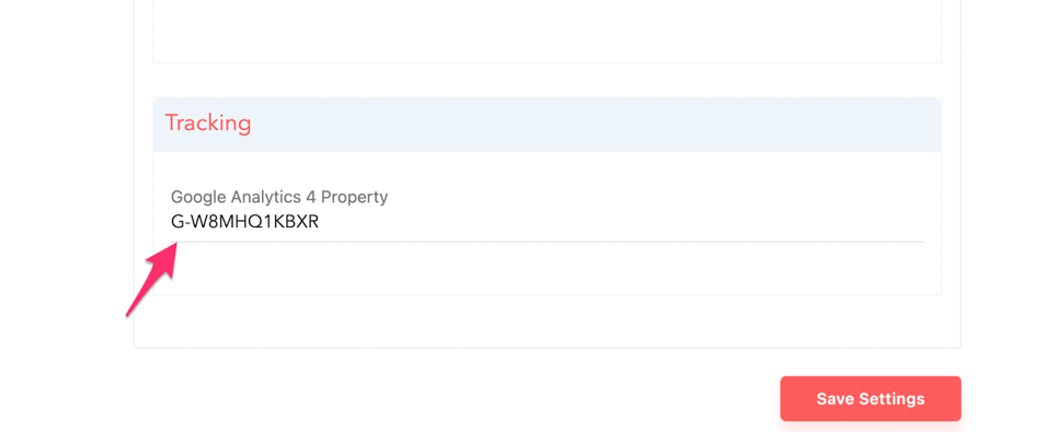 Tracking ID set-up Tracking ID set-up