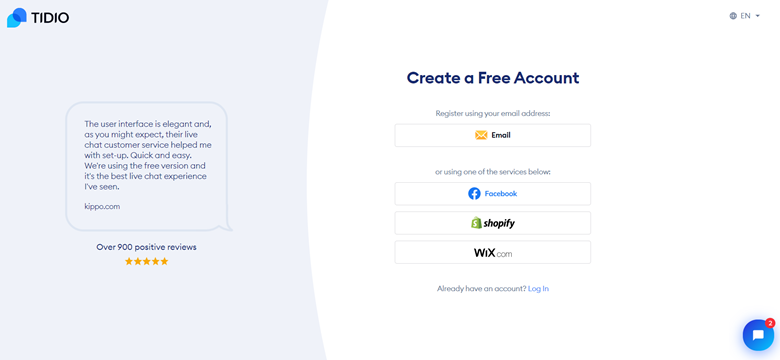 Tidio landing page