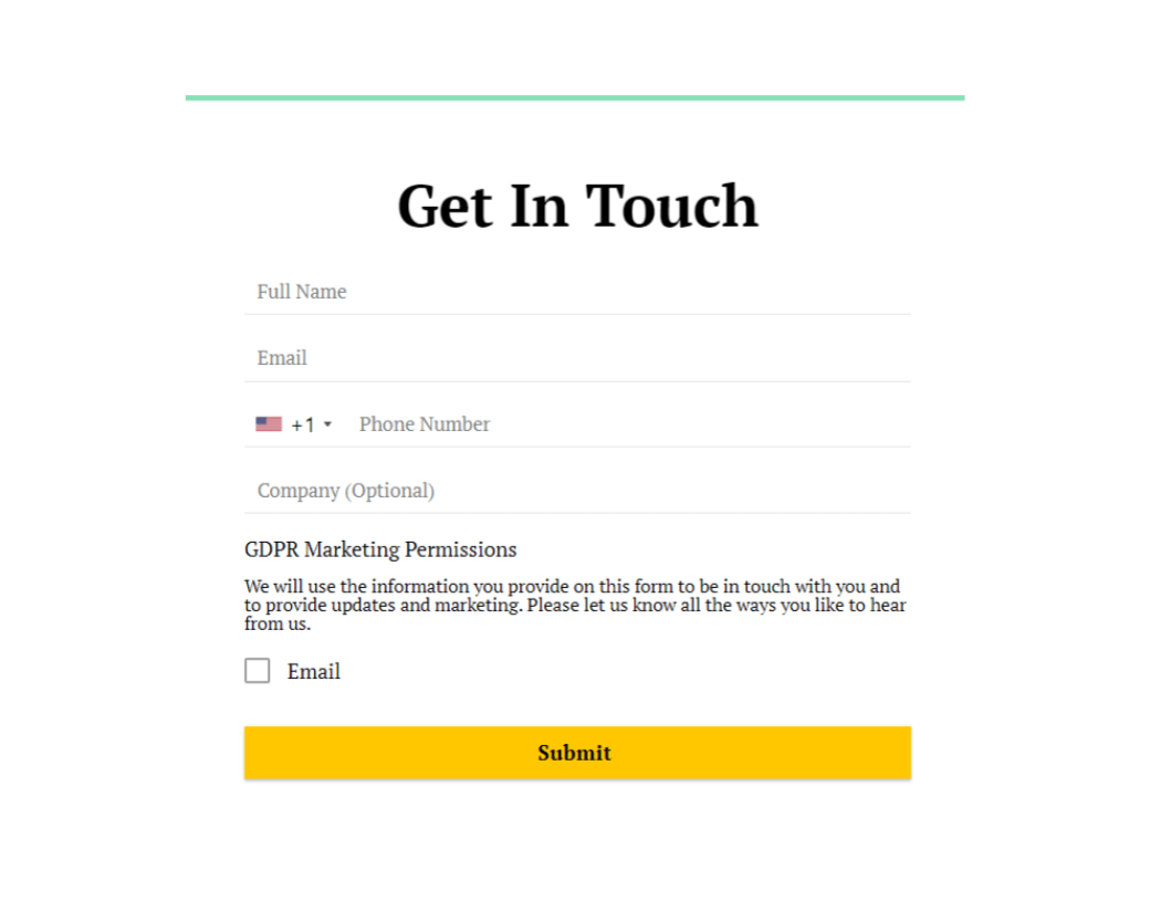 Get In Touch Simple Contact Form