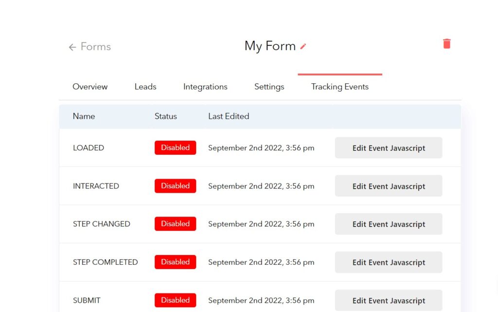 LeadGen App Event Tracking