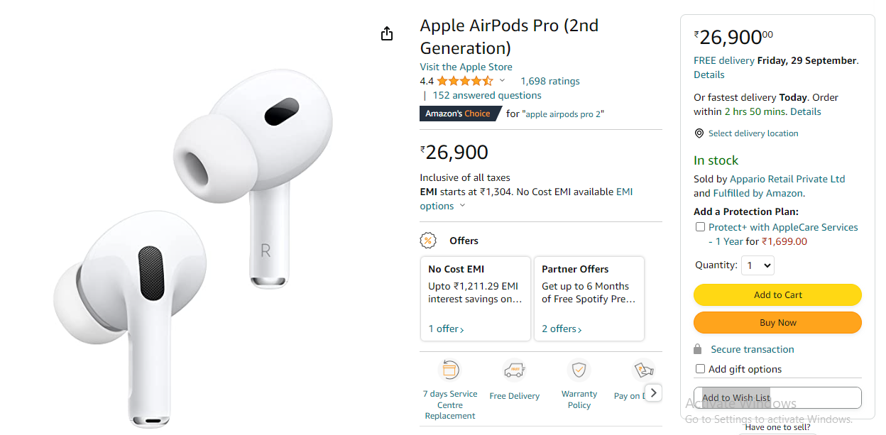 Upsell strategy for AirPods
