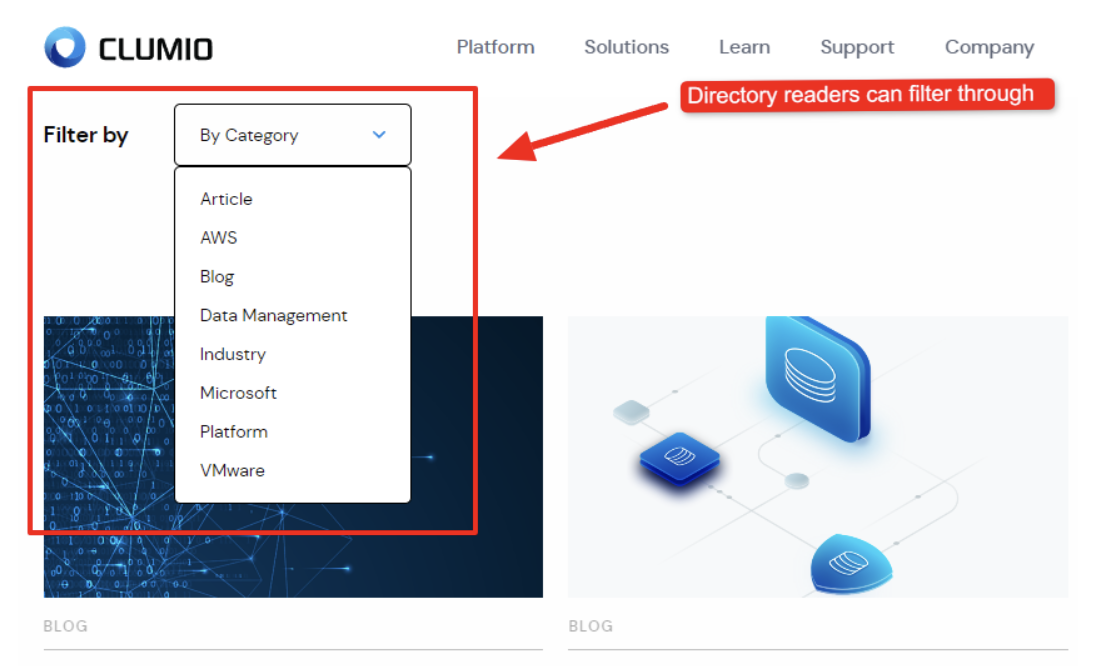Clumio's blog directory