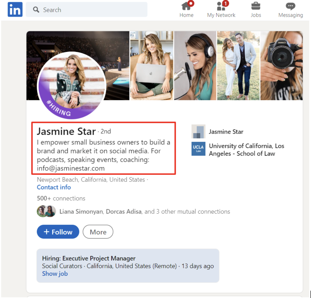 Jasmine Star LinkedIn