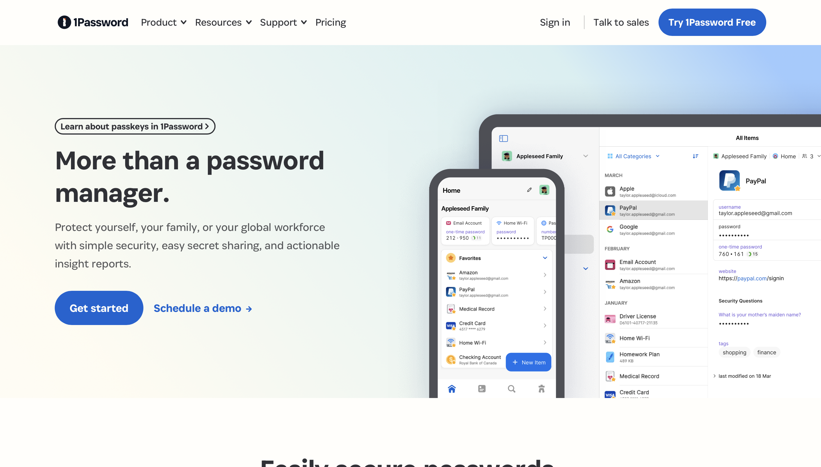 1Password homepage