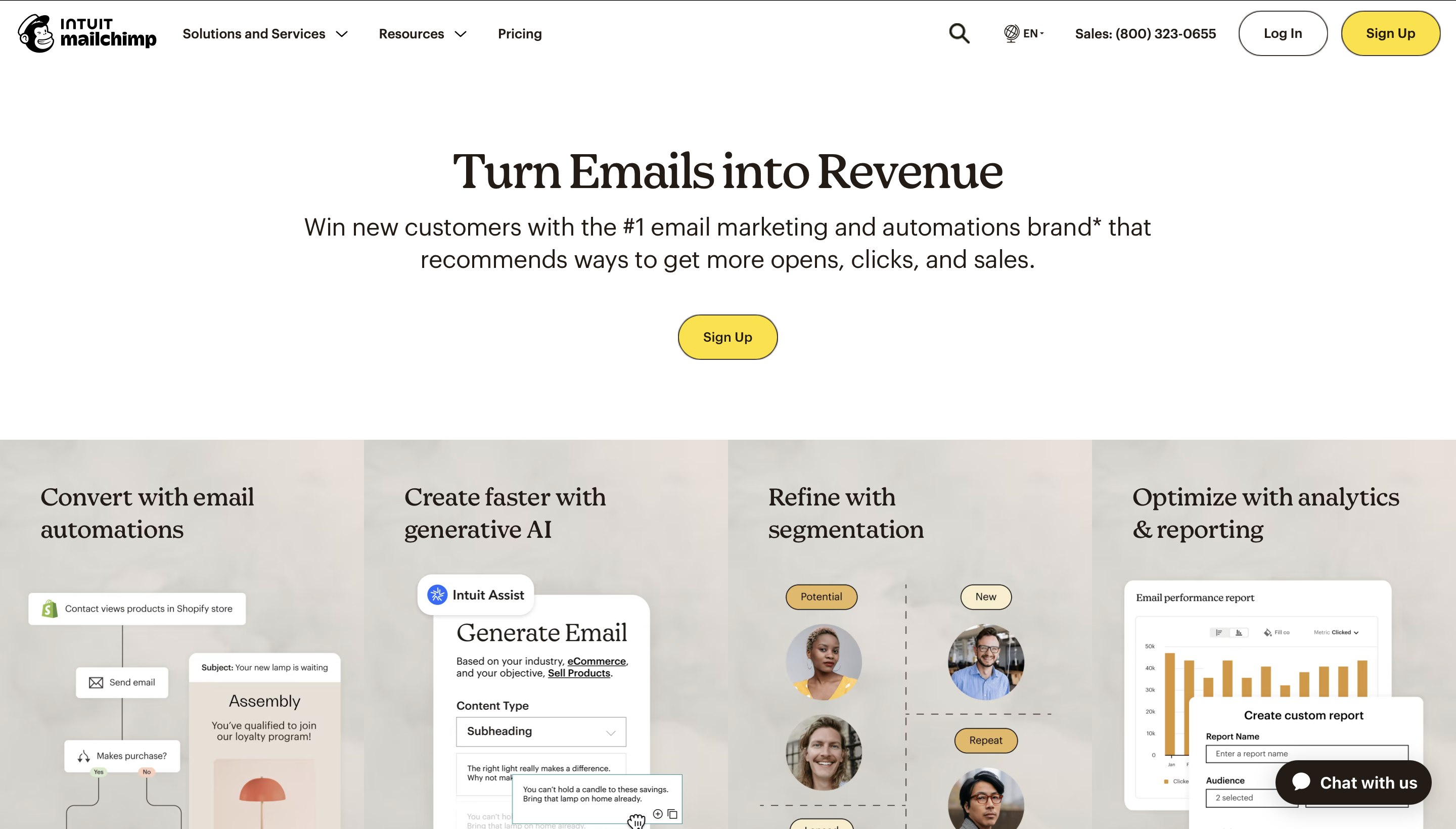 Mailchimp homepage