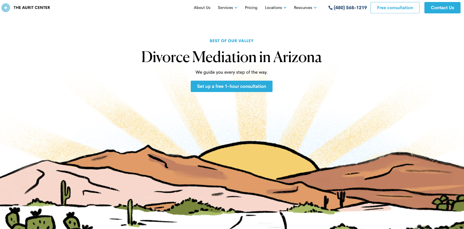 Example of an clear and easy to navigate landing page.