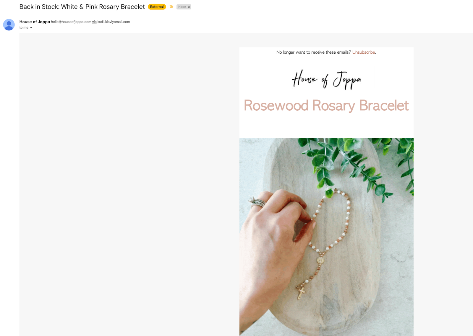 House of Joppa restock email.
