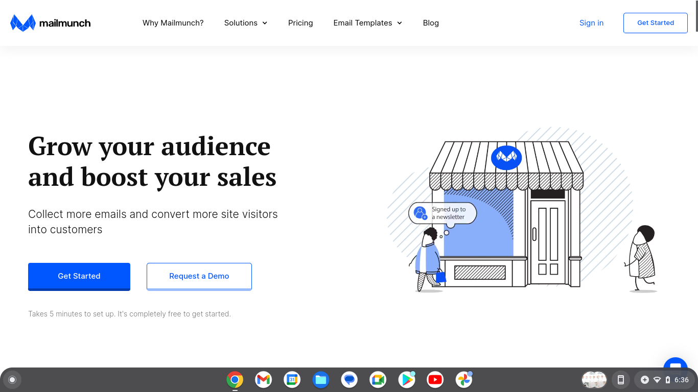 Screenshot of MailMunch homepage