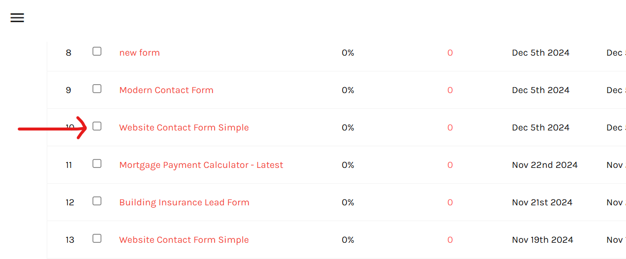 Choose the form you want to edit