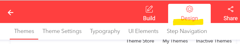 Design tab provides all the design customization options