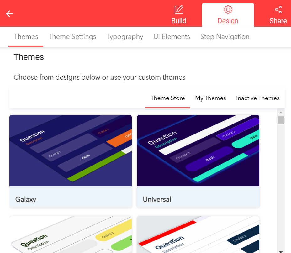 Choose from pre-designed form themes