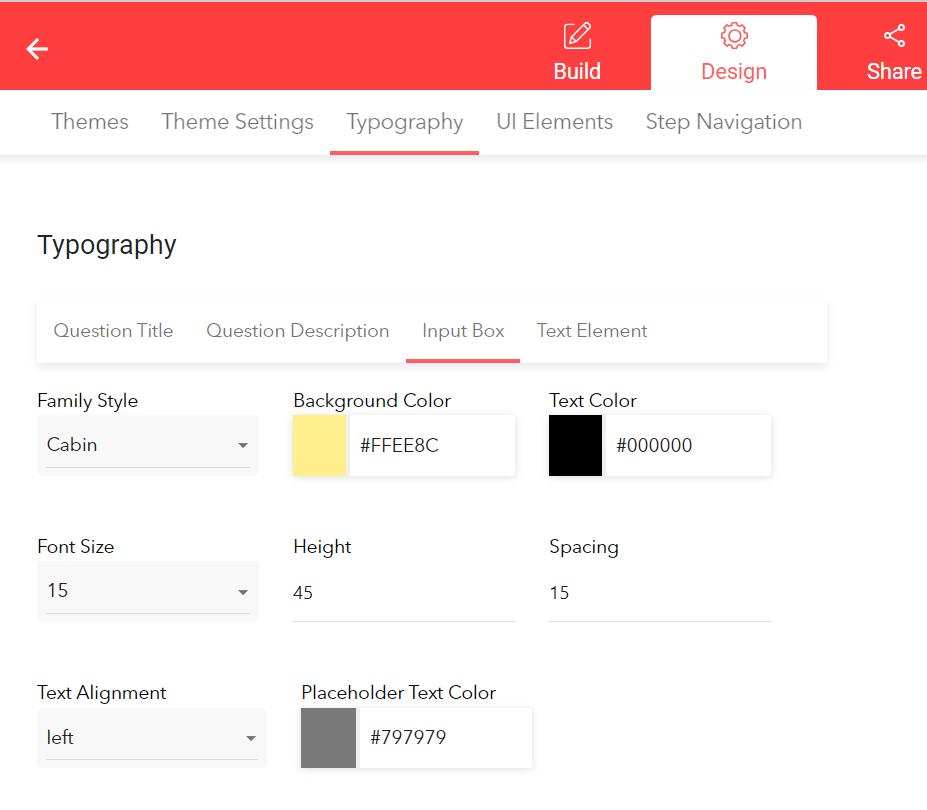 Typography section
