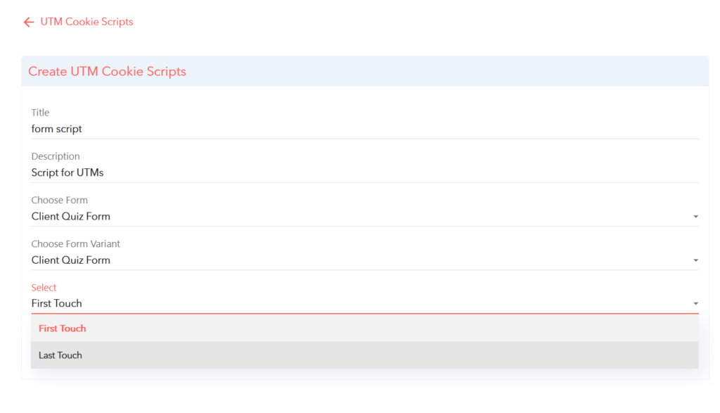 UTM cookie scripts