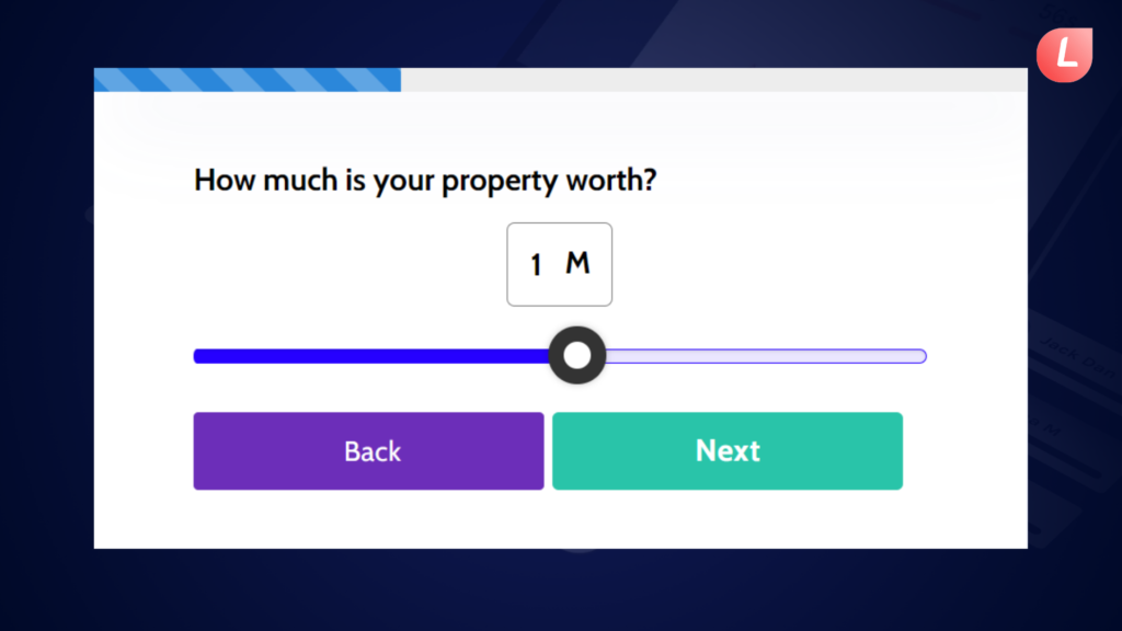Use of slider to make filling of form more interactive