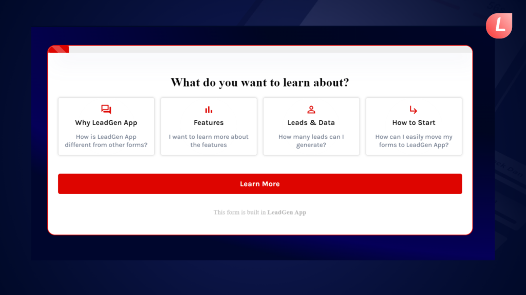 LeadGen App homepage form