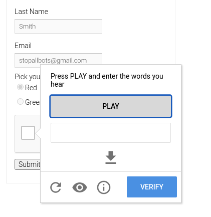 Alternative CAPTCHA in web forms