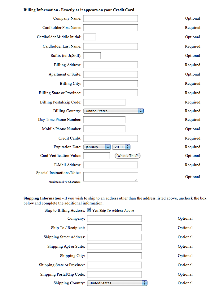 Overwhelming single step form
