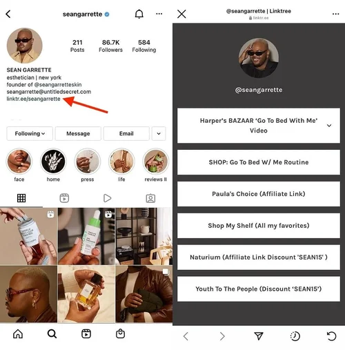 Link in bio social media marketing